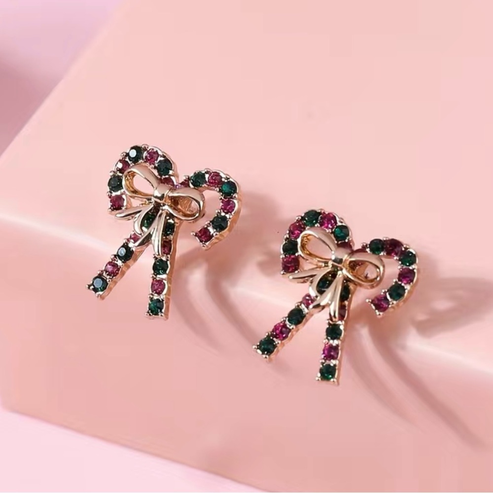 🌼 Christmas Bow Rhinestones Stud Earrings